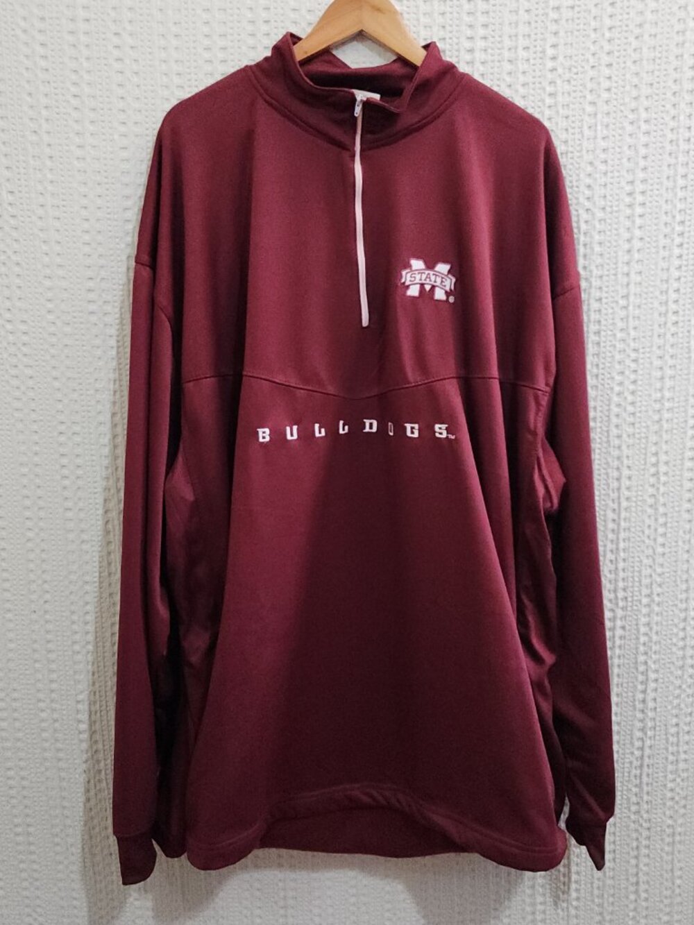 Mississippi State Bulldogs Quarter Zip Pullover 3XL Maroon Athletic Sweater - Picture 4 of 13